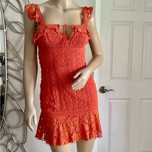 Free People Elegant Orange Lace Dress